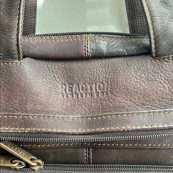 Kenneth Cole Reaction Men’s Brown Genuine Leather Laptop 16" Bag Messenger - Picture 3 of 14
